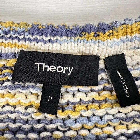 Theory Coella Knit Sweater Size Small Denim Mix Soft Chain Drawstring‎ Boatneck - Picture 11 of 16